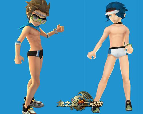 战士和牧师的泳装更为简单,身着简洁舒适的泳裤,亮出在竞技场拼侧多